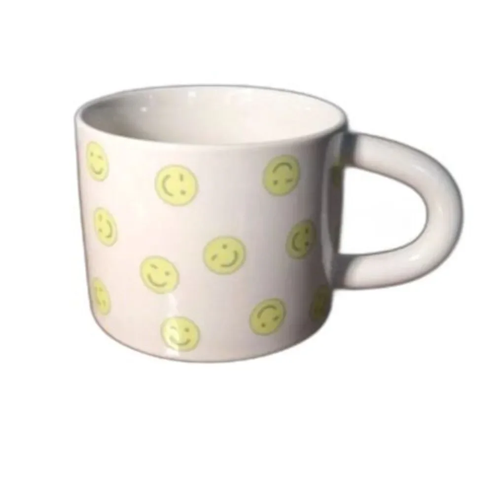 Set of Two Room Essentials Winky Face Stoneware Mugs | NWT